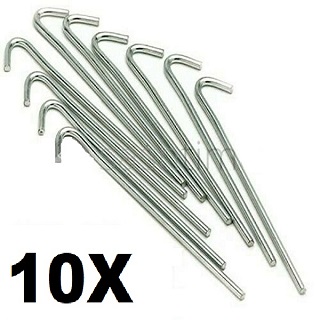 10 x Heavy Duty Galvanised Steel Tent Pegs Metal Camping Ground Sheet Anchor